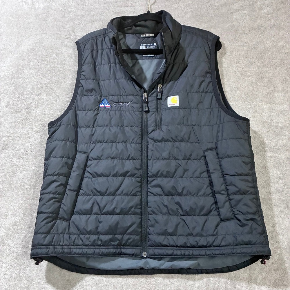 Carhartt Rain Defender Insulated Puffer Vest Men Large Workwear Company Logo